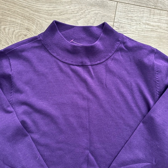 Purple Mockneck Sweater, Vintage Pendleton Silk Blend Mock Neck Sweater - Picture 3 of 11